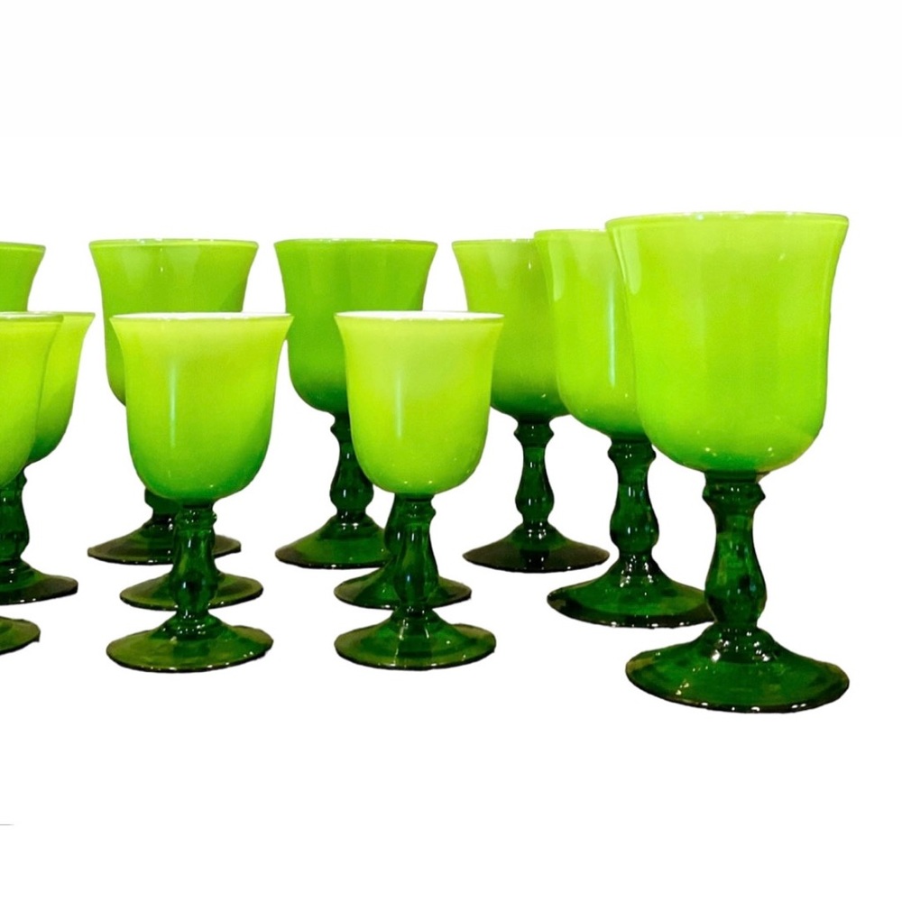 Carlo Moretti Green Cased Wine Glasses & Water Goblets